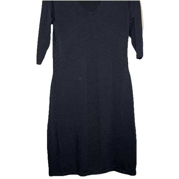 Lane Bryant Dress Black Knit Textured Design Deep V-Neck Classic‎ Size 14/16 - Picture 3 of 8